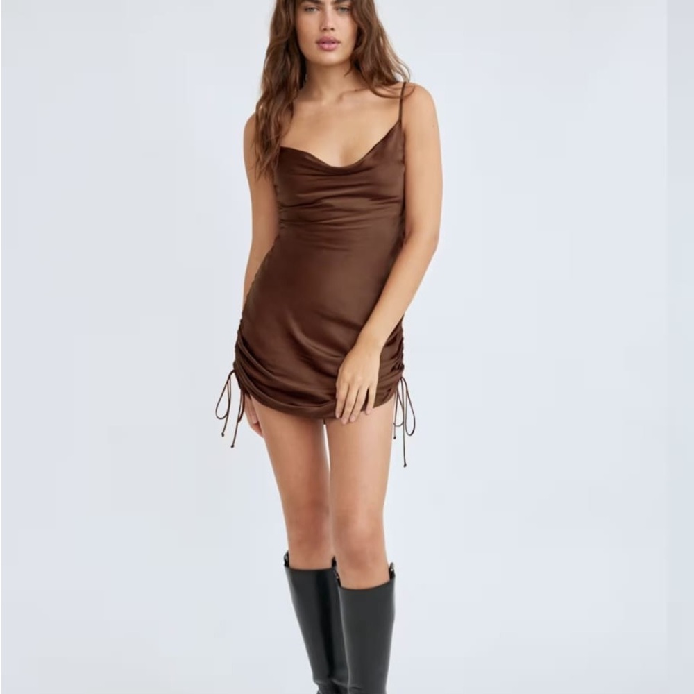 Wilfred Chocolate Satin Mini Dress - L